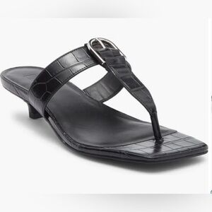 NORDSTROM RACK RKISABEL-PU KITTEN HEEL SANDAL WOMEN BLACK CROC-PATTERNED SIZE 6M